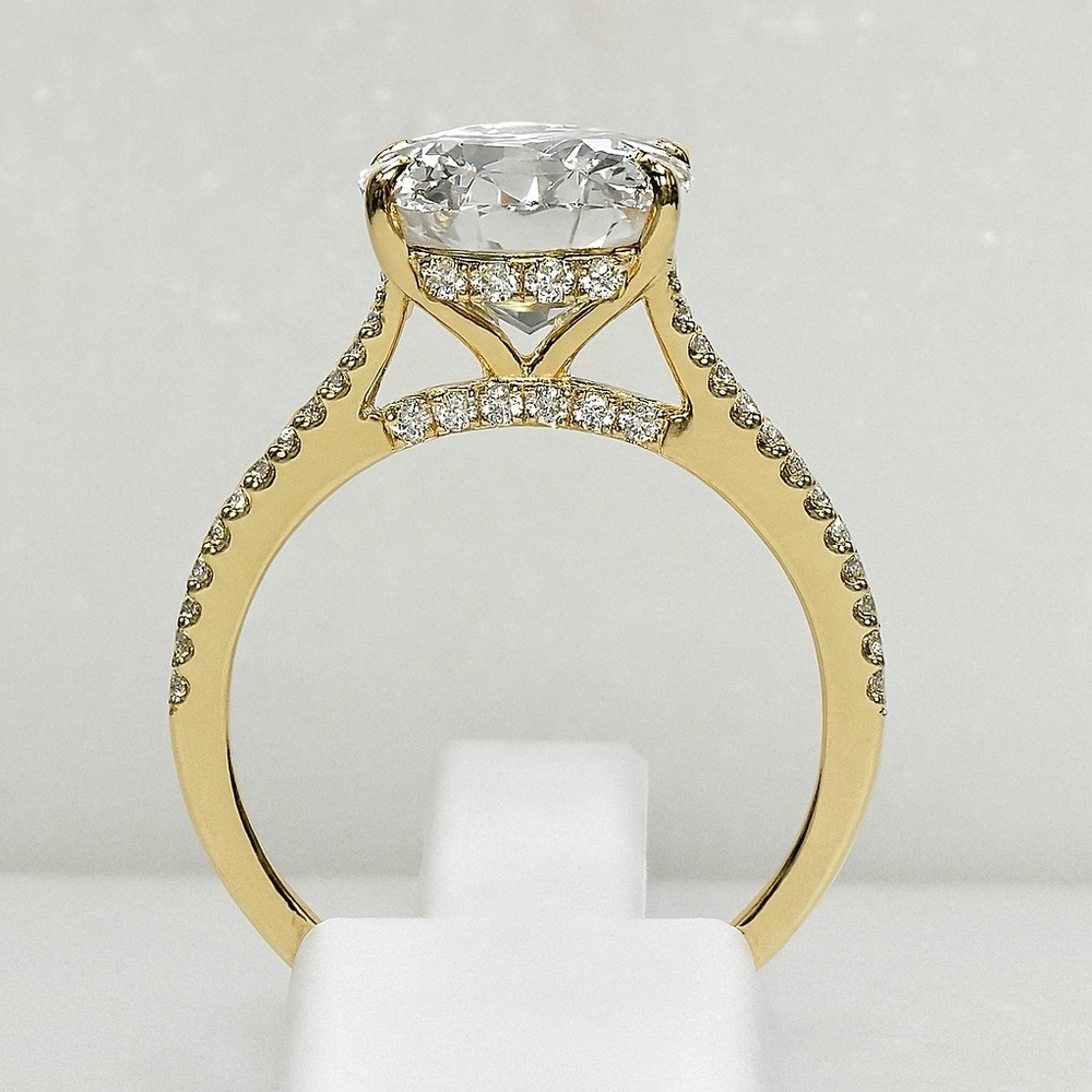 14k Gold 3ct Hidden Halo w/ Double Pave D, VVS1 Moissanite - Picture 3 of 17